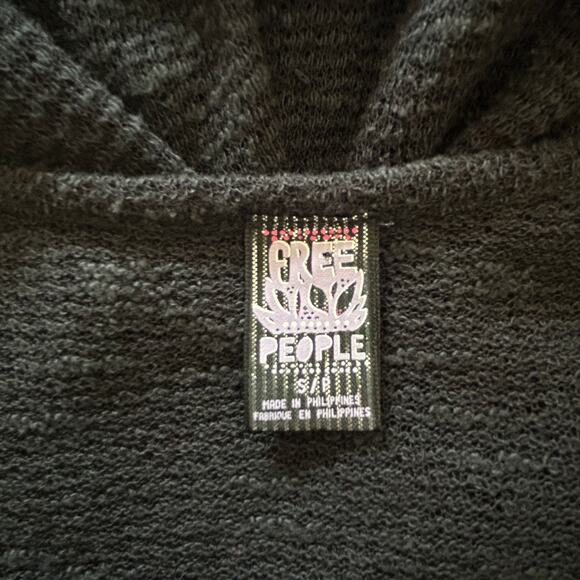 Free People Black Sheer Knit Fringe Hem Top Size S Boho Festival Tunic - Picture 3 of 3